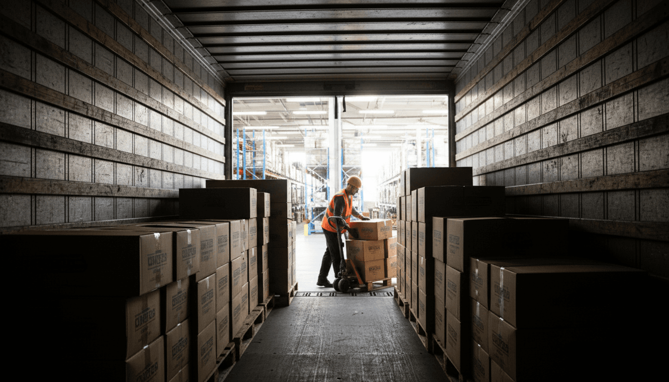 Junk removal worker loading boxes into a truck