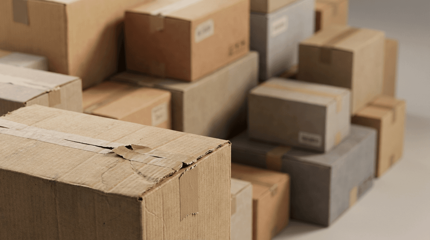 Pile of cardboard boxes and waste stacked for removal