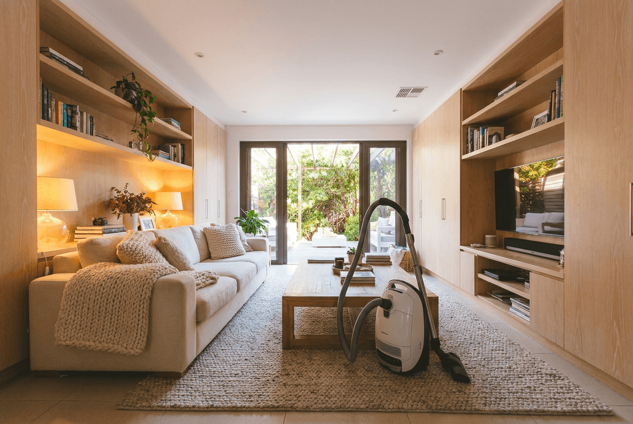 Clean empty living room with bare walls and floor